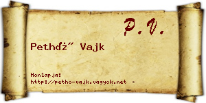 Pethő Vajk névjegykártya