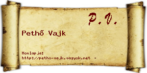 Pethő Vajk névjegykártya